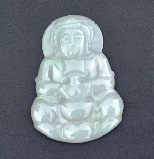 10% OFF on Sales- Certified Natural Oily Light Green Jadeite Emerald Jade Translucent Guanyin Pendant <<Grade A>>