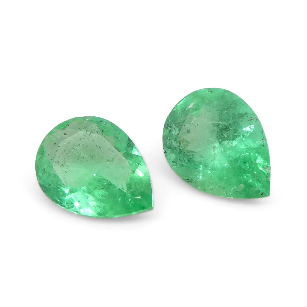 1.03ct Pair Pear Green Emerald from Colombia