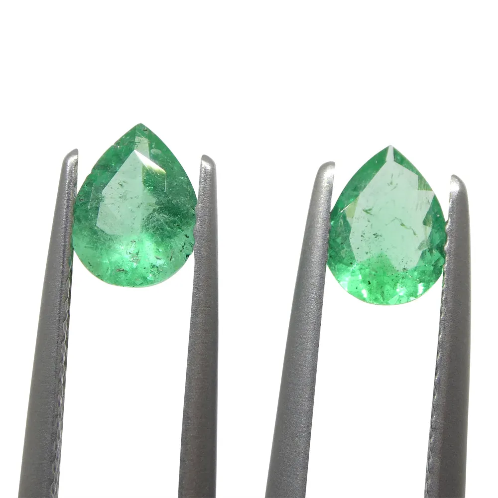 1.03ct Pair Pear Green Emerald from Colombia