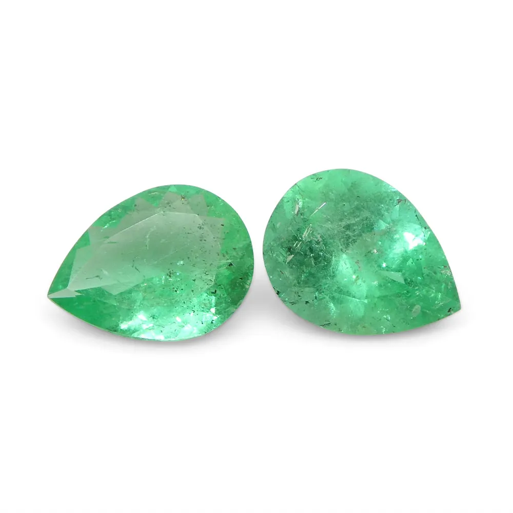 1.03ct Pair Pear Green Emerald from Colombia