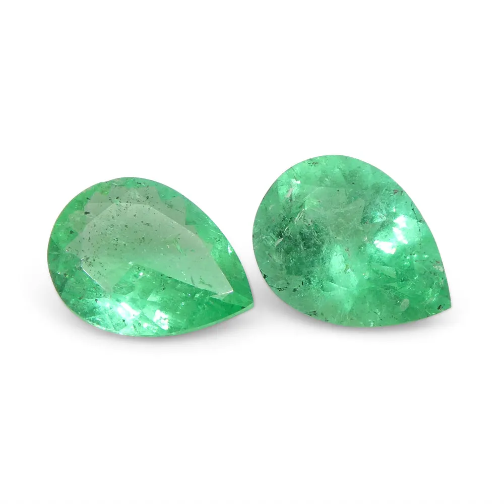 1.03ct Pair Pear Green Emerald from Colombia