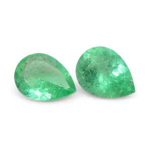 1.03ct Pair Pear Green Emerald from Colombia