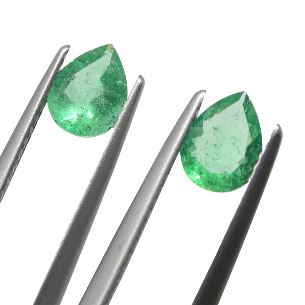 1.03ct Pair Pear Green Emerald from Colombia