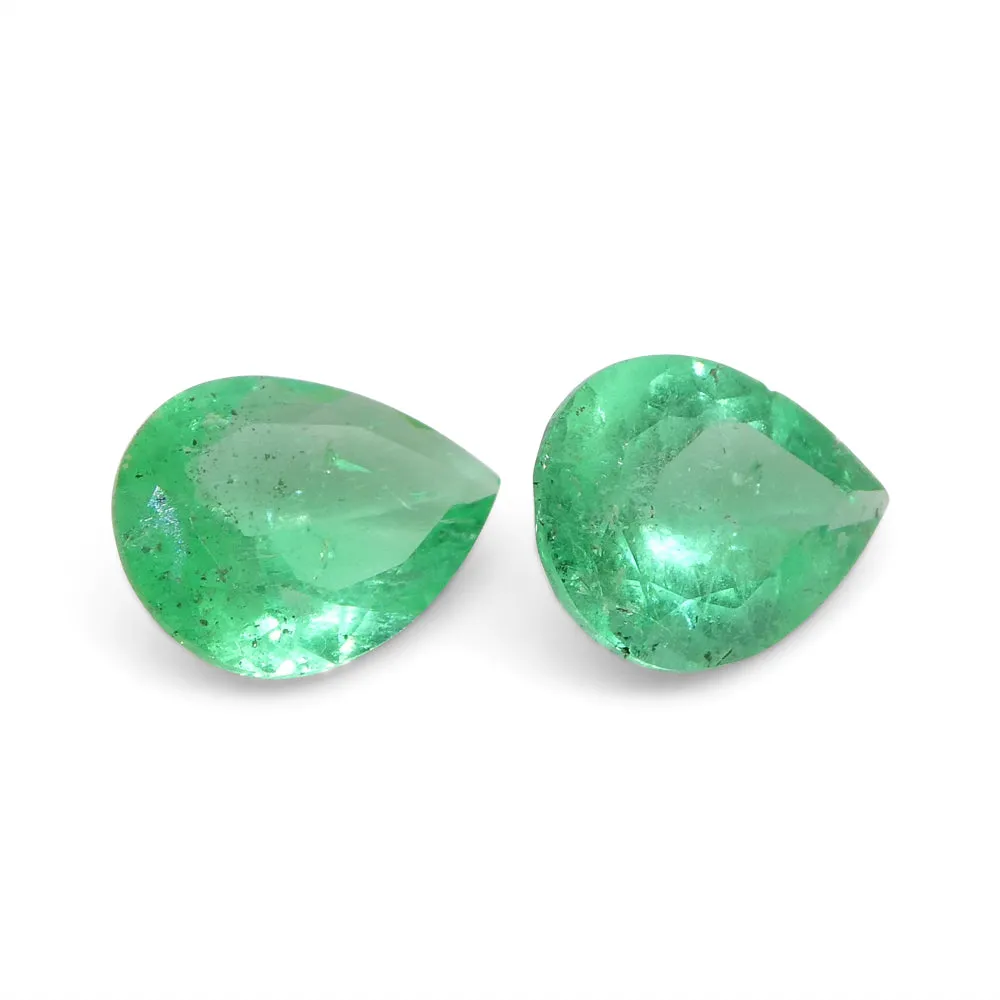 1.03ct Pair Pear Green Emerald from Colombia