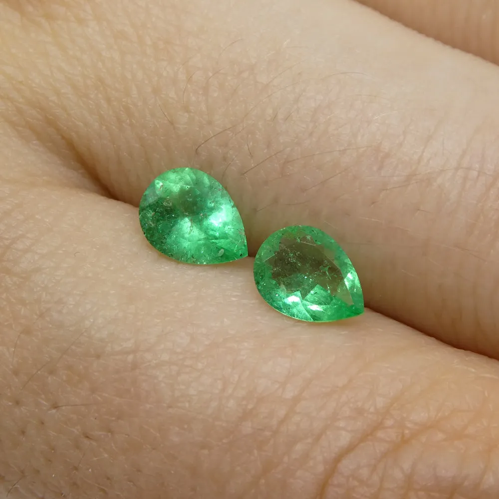 1.03ct Pair Pear Green Emerald from Colombia