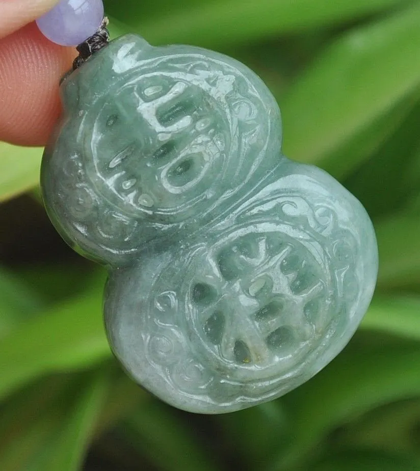 10%OFF- Certified Natural Icy Jadeite Emerald Jade Translucent Gourd Pendant《Grade A》3580