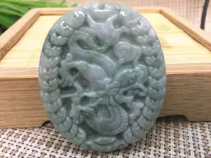 10%OFF- Certified Natural Jadeite Emerald Jade HandCarved Translucent Dragon Pendant《Grade A》818