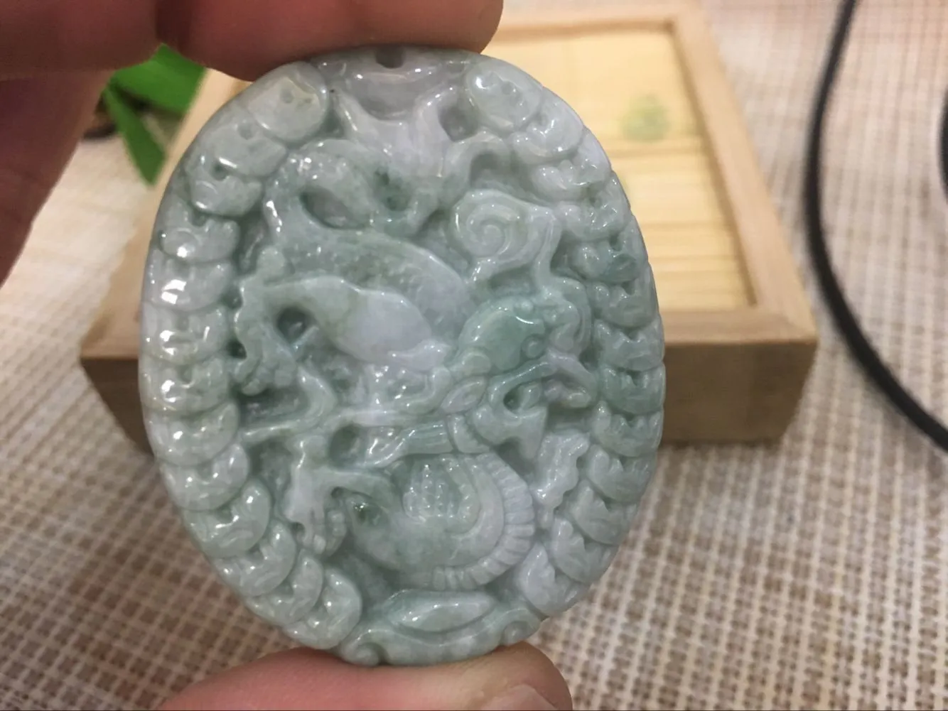 10%OFF- Certified Natural Jadeite Emerald Jade HandCarved Translucent Dragon Pendant《Grade A》818