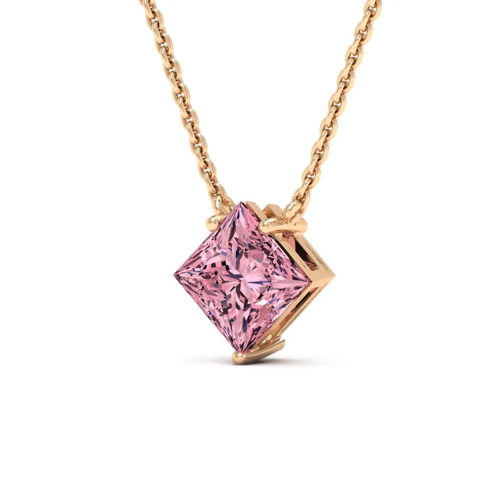 1.30 d.e.w cts 6mm Princess Cut Colleen Moissanite Necklace