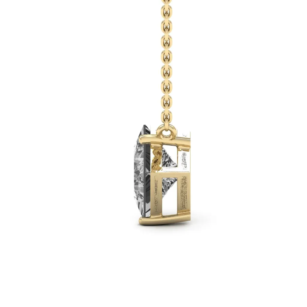 1.30 d.e.w cts 6mm Princess Cut Colleen Moissanite Necklace