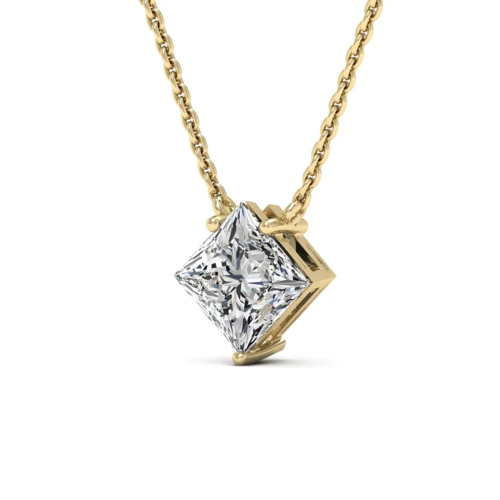1.30 d.e.w cts 6mm Princess Cut Colleen Moissanite Necklace