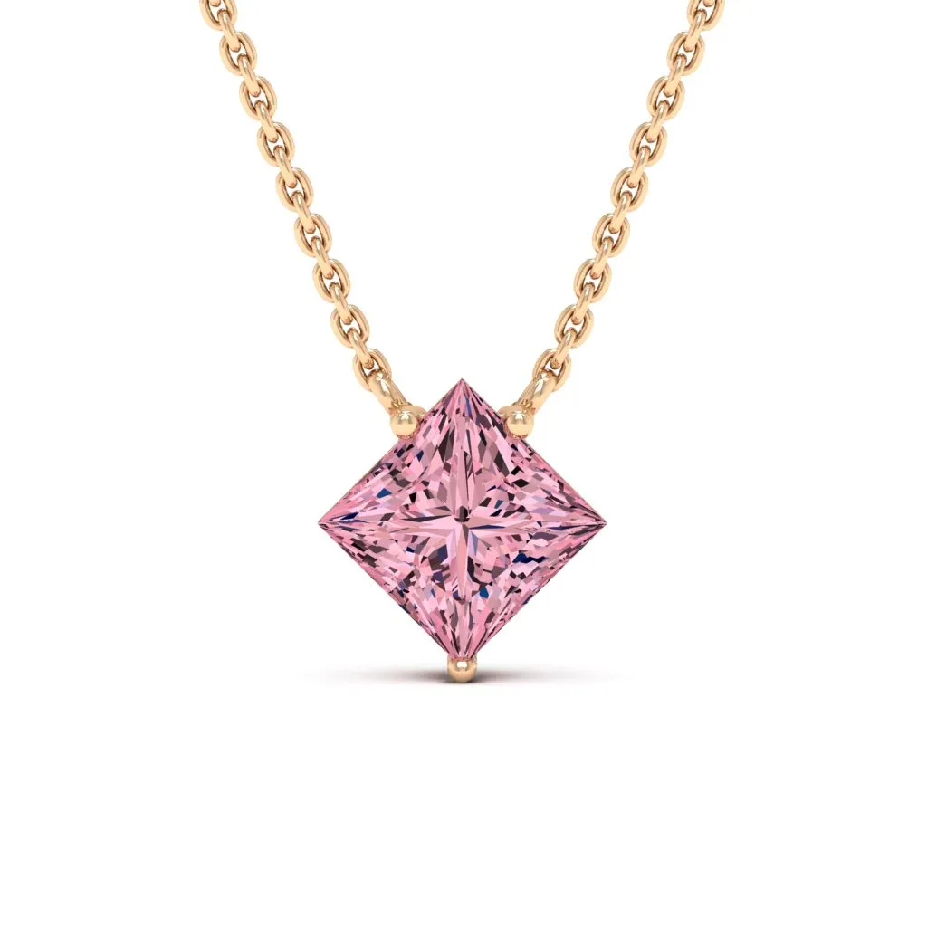 1.30 d.e.w cts 6mm Princess Cut Colleen Moissanite Necklace