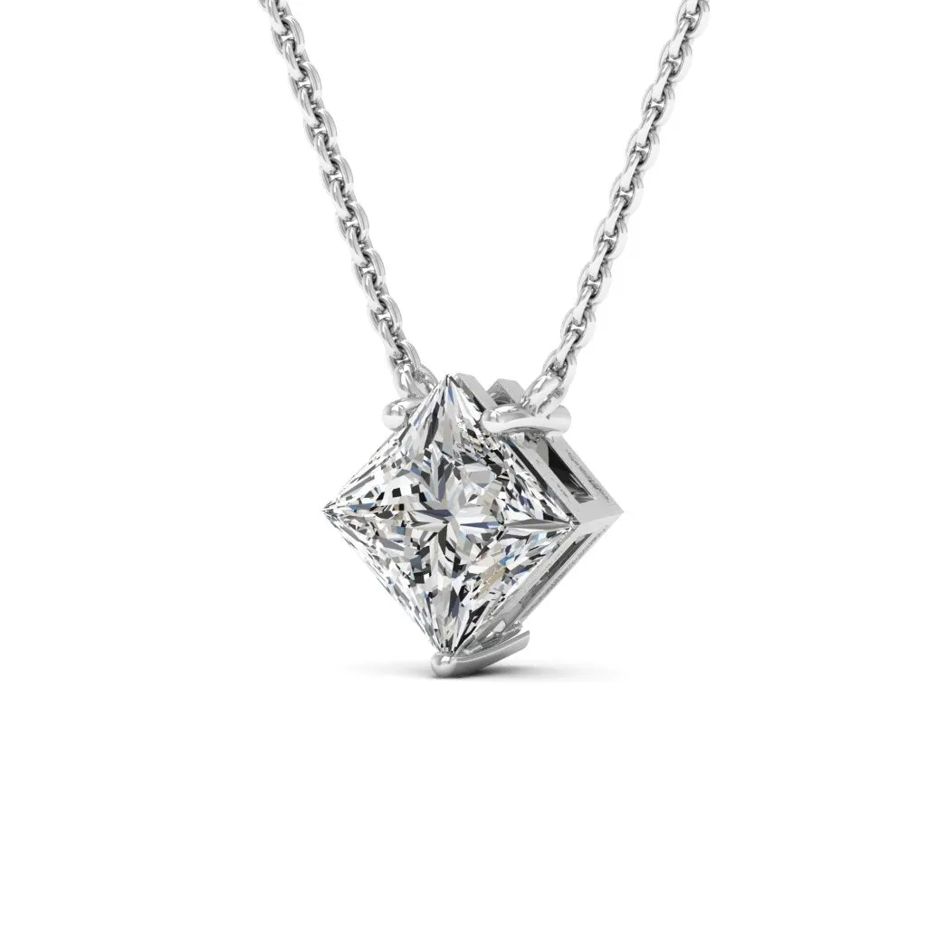 1.30 d.e.w cts 6mm Princess Cut Colleen Moissanite Necklace