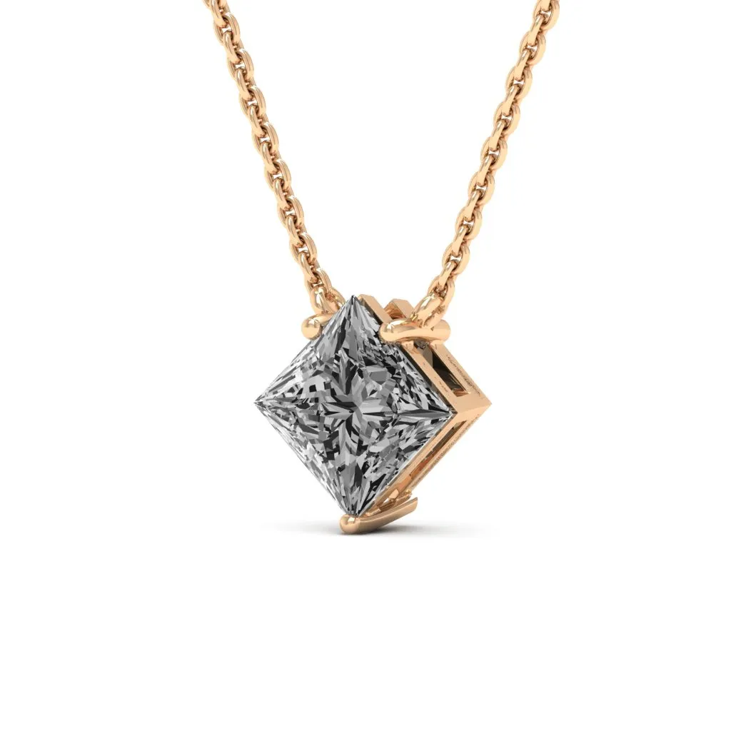 1.30 d.e.w cts 6mm Princess Cut Colleen Moissanite Necklace