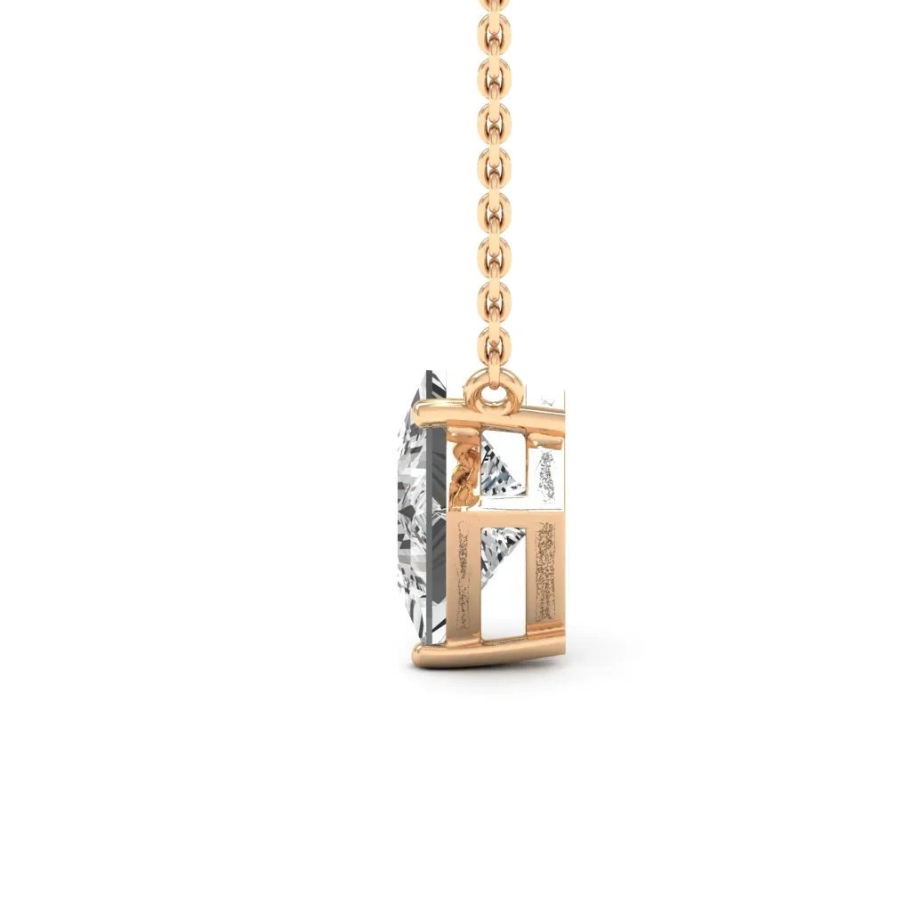1.30 d.e.w cts 6mm Princess Cut Colleen Moissanite Necklace