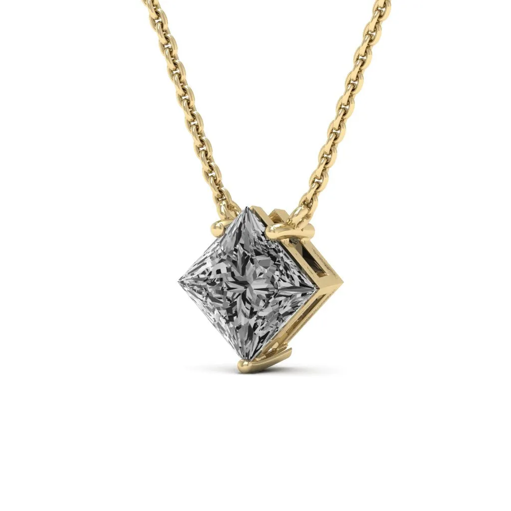 1.30 d.e.w cts 6mm Princess Cut Colleen Moissanite Necklace