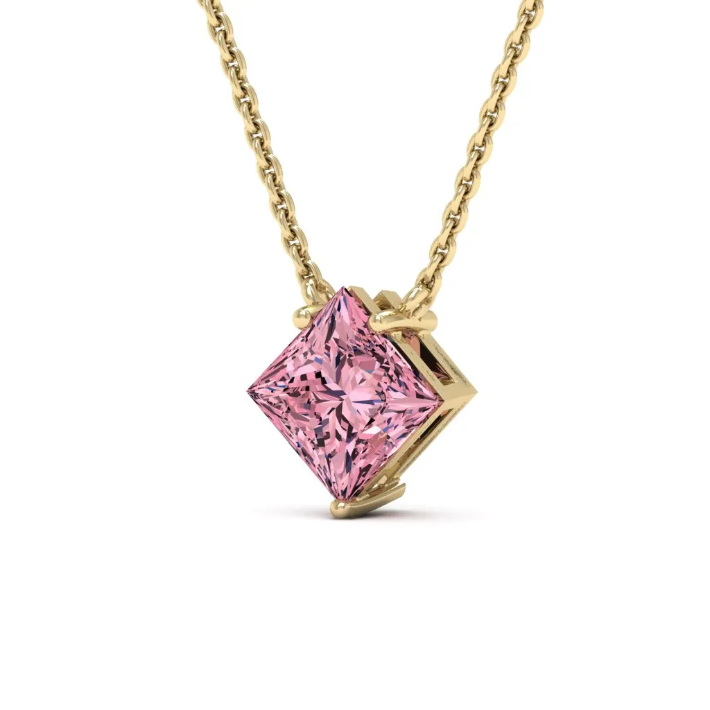 1.30 d.e.w cts 6mm Princess Cut Colleen Moissanite Necklace