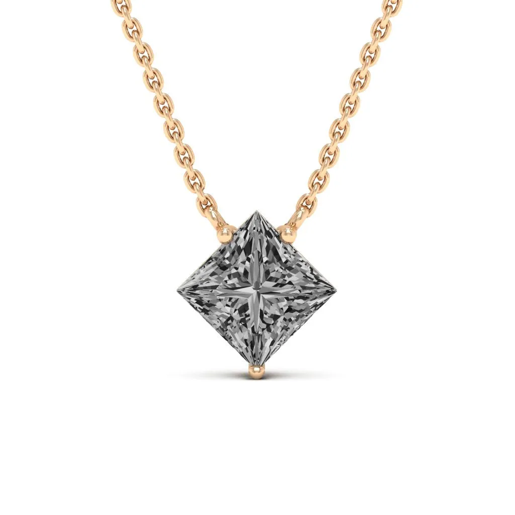 1.30 d.e.w cts 6mm Princess Cut Colleen Moissanite Necklace