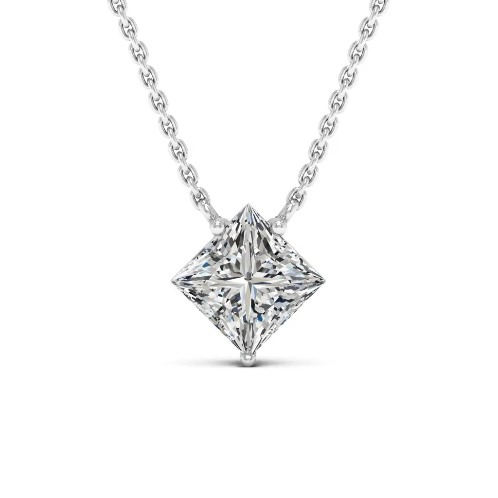 1.30 d.e.w cts 6mm Princess Cut Colleen Moissanite Necklace