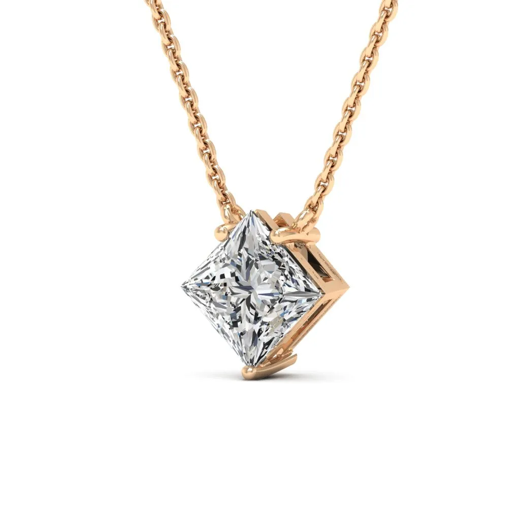 1.30 d.e.w cts 6mm Princess Cut Colleen Moissanite Necklace