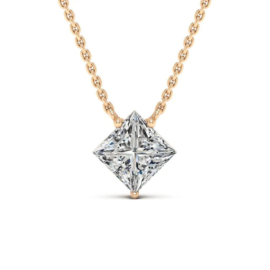 1.30 d.e.w cts 6mm Princess Cut Colleen Moissanite Necklace