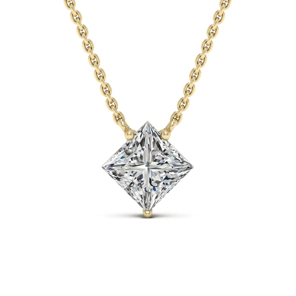 1.30 d.e.w cts 6mm Princess Cut Colleen Moissanite Necklace