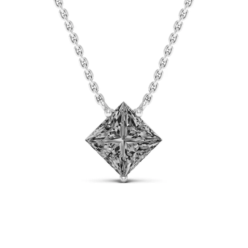 1.30 d.e.w cts 6mm Princess Cut Colleen Moissanite Necklace