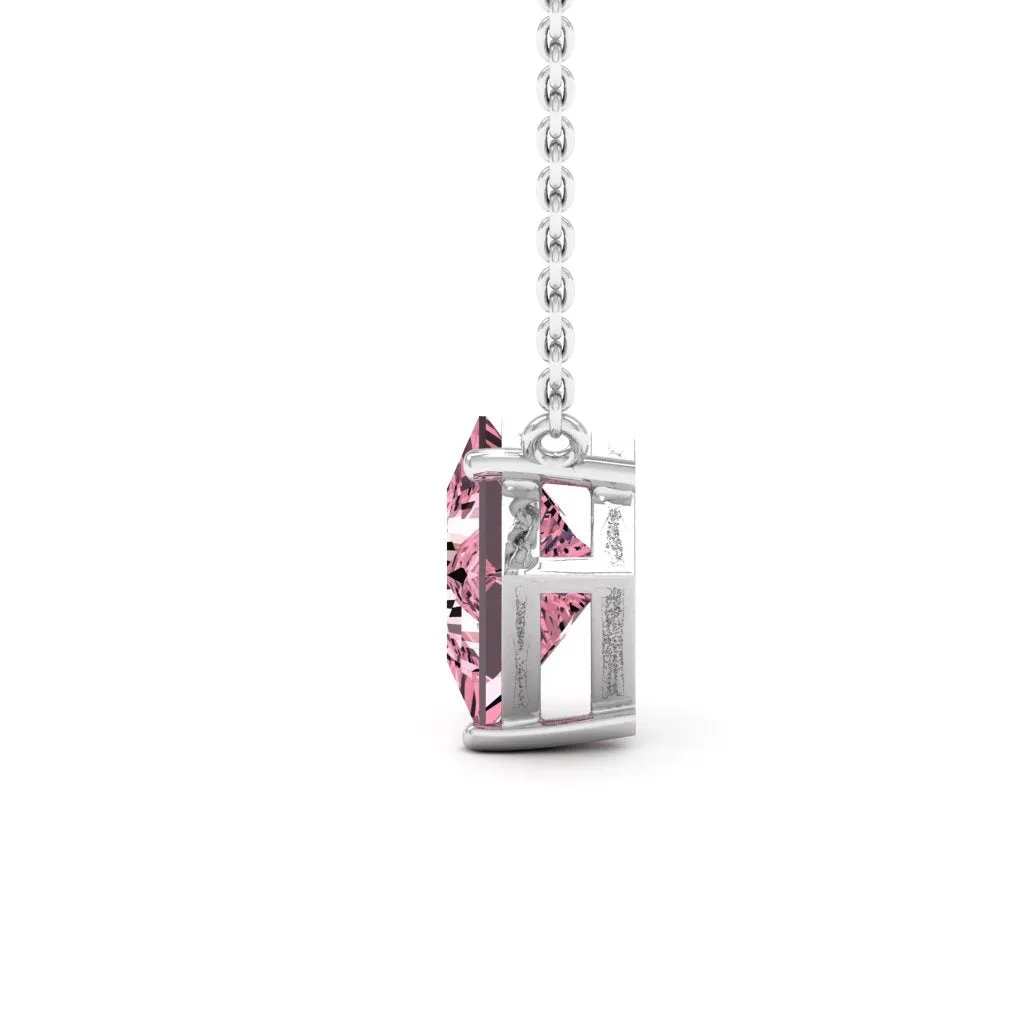 1.30 d.e.w cts 6mm Princess Cut Colleen Moissanite Necklace
