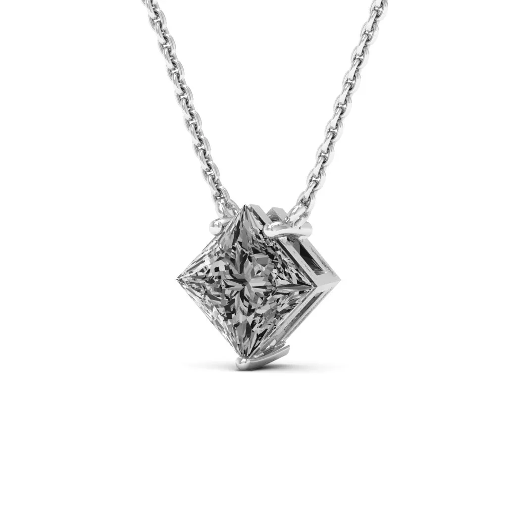 1.30 d.e.w cts 6mm Princess Cut Colleen Moissanite Necklace