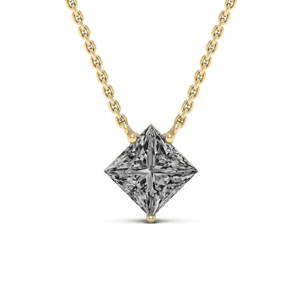 1.30 d.e.w cts 6mm Princess Cut Colleen Moissanite Necklace