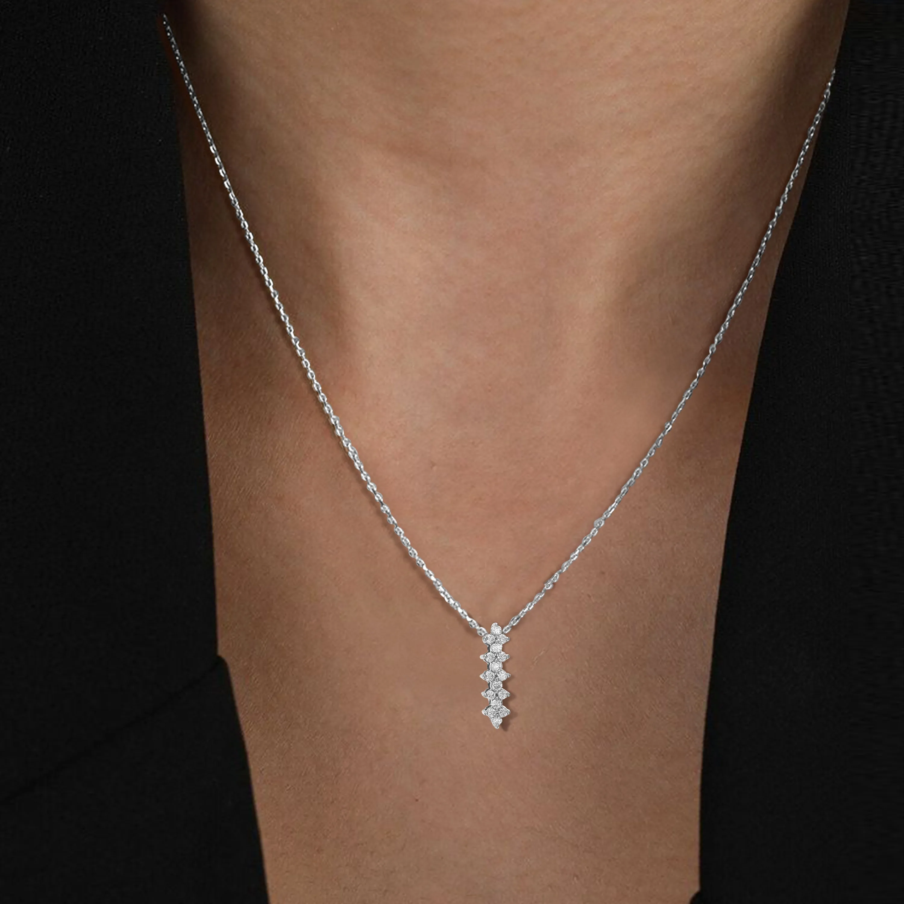 1/4 cttw Lab Grown Diamond Braid Pendant Necklace Sterling Silver