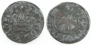 1450-1462 Campobasso Billon Tornese Coin F  Molise Italy Nicola II di Montforte