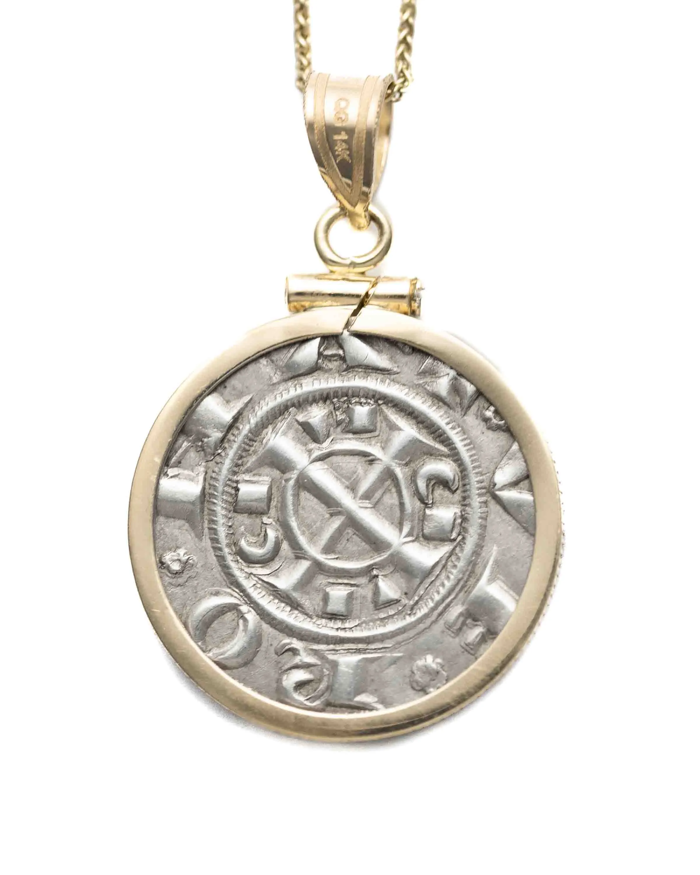 14k Genuine Ancient Italian Coin Necklace (Verona Grossi; 1218-1250 A.D.)