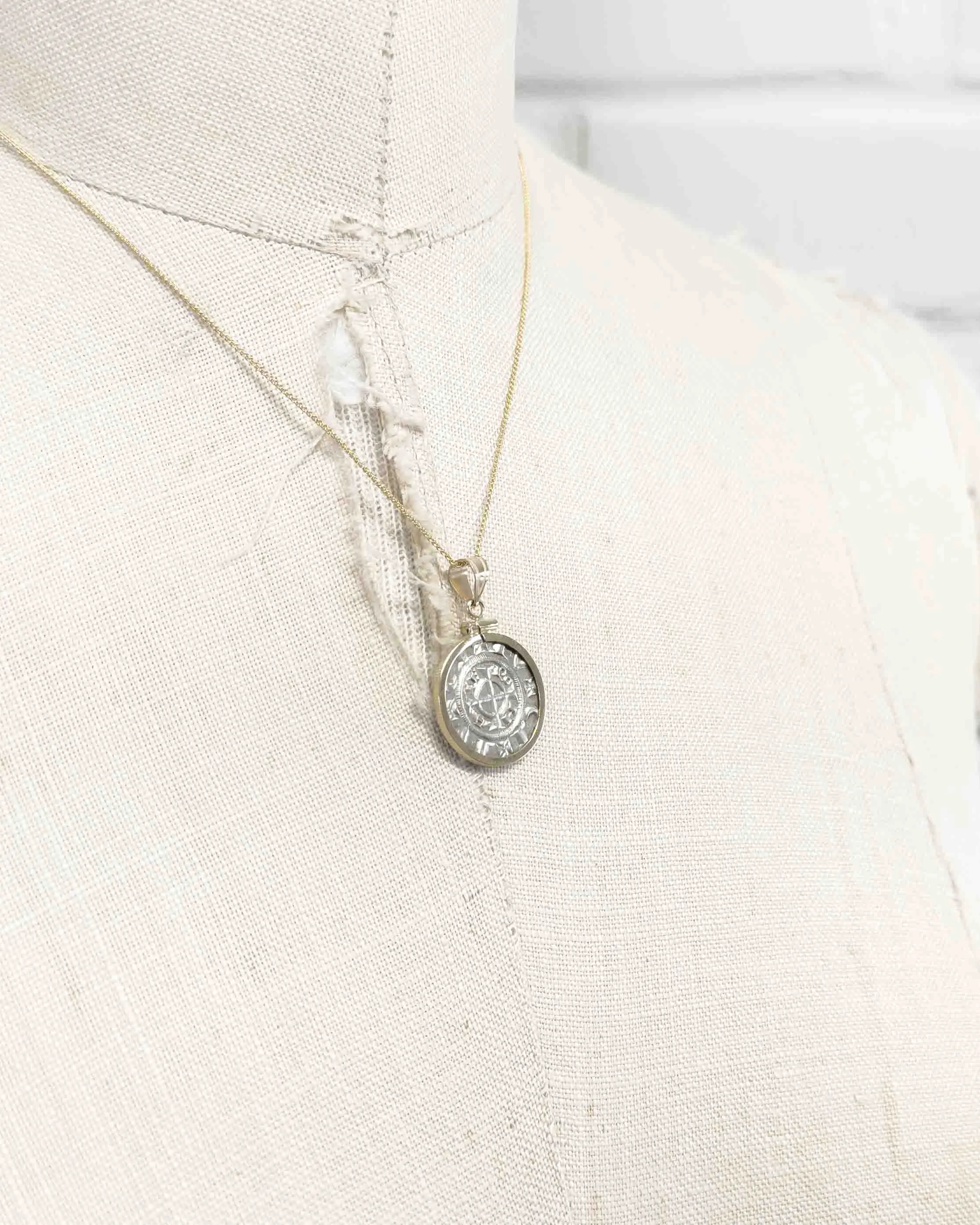 14k Genuine Ancient Italian Coin Necklace (Verona Grossi; 1218-1250 A.D.)