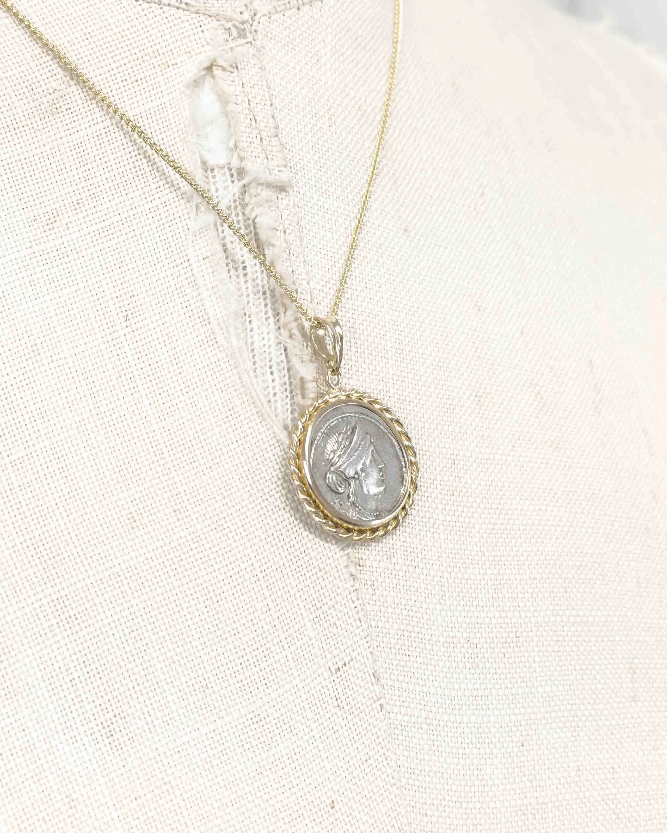 14k Genuine Ancient Roman Coin Necklace (Venus; 55 B.C.)