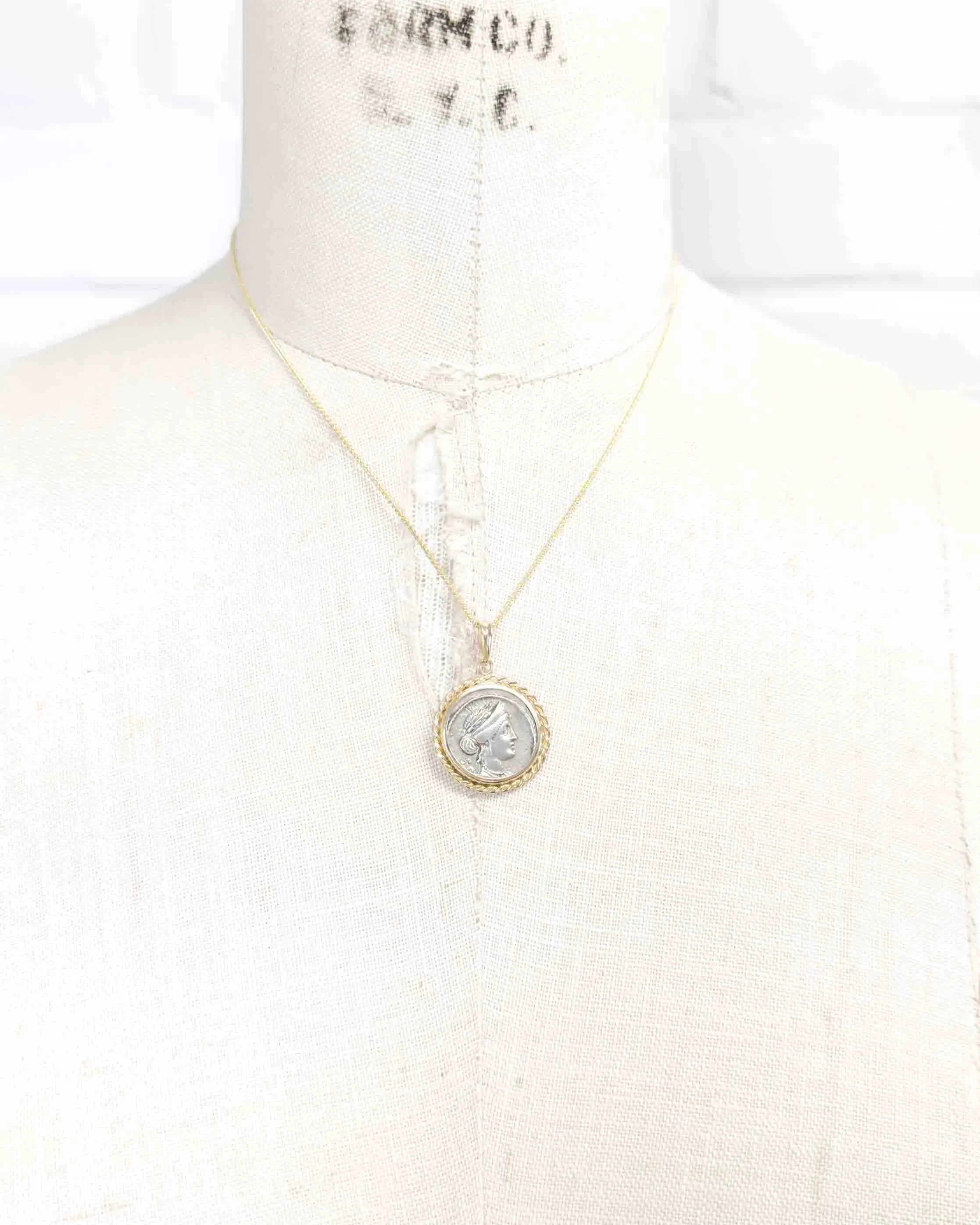14k Genuine Ancient Roman Coin Necklace (Venus; 55 B.C.)