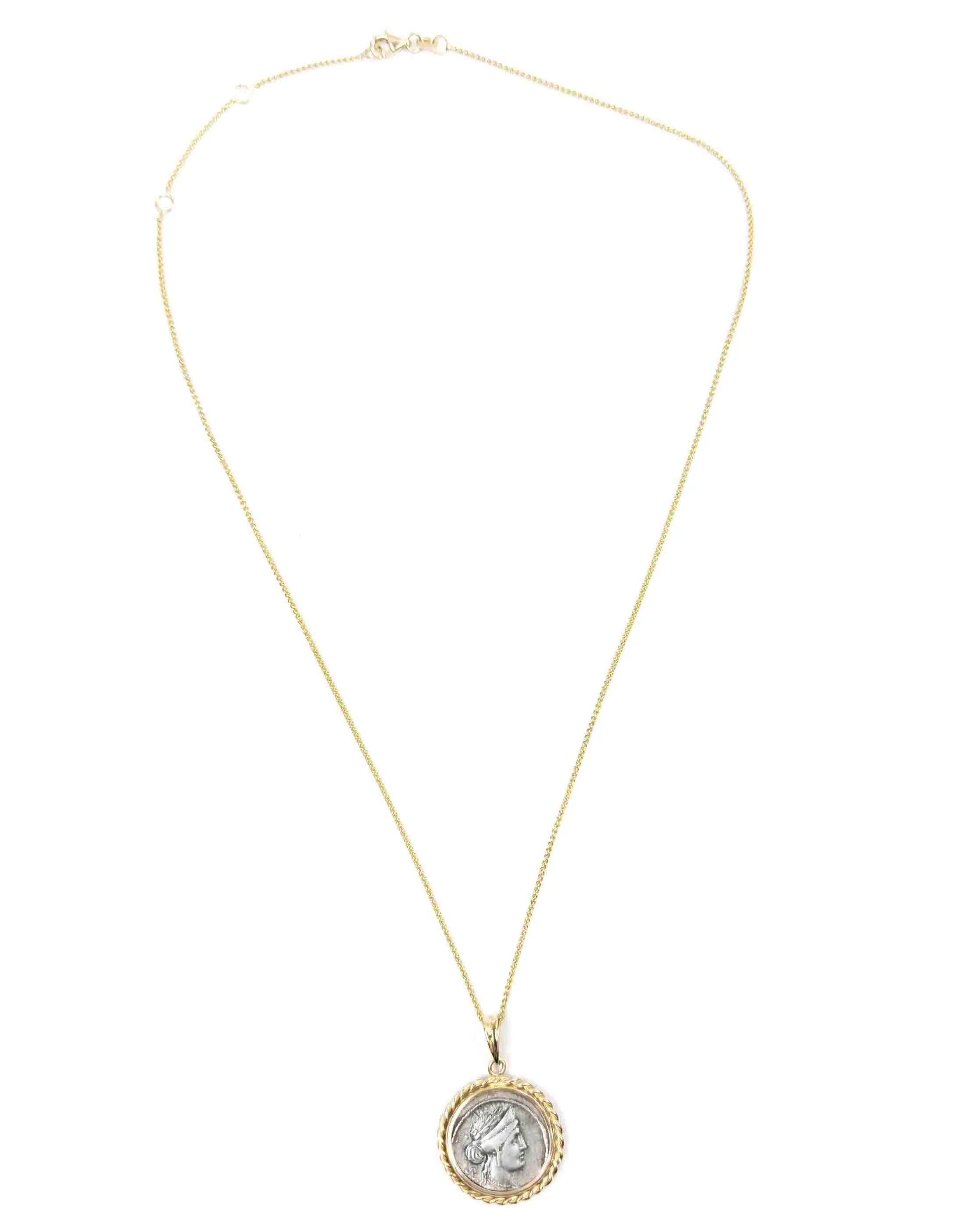 14k Genuine Ancient Roman Coin Necklace (Venus; 55 B.C.)