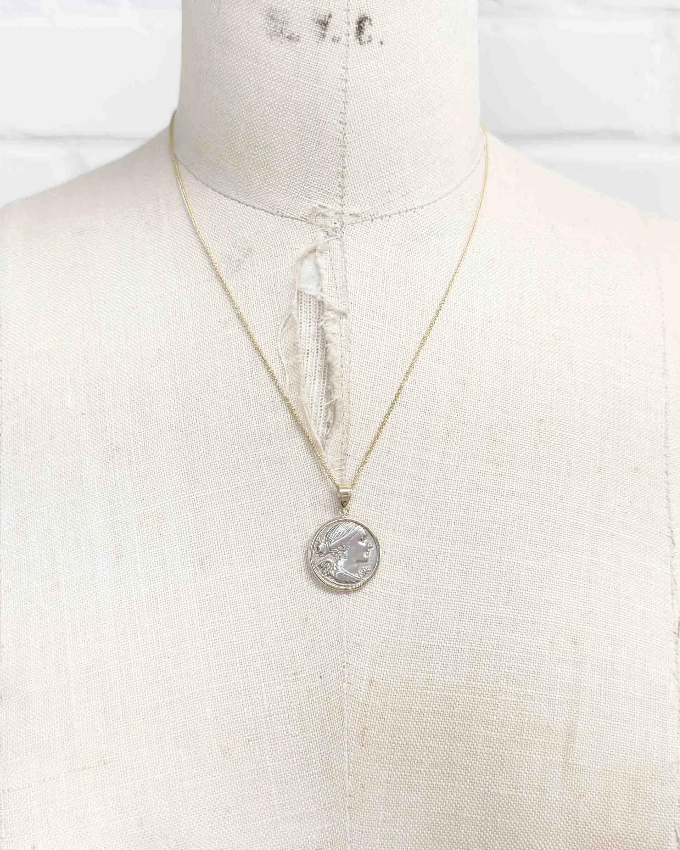 14k Genuine Ancient Roman Coin Necklace (Winged Victory; 46 B.C.)