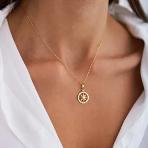 14k Gold Compass Necklace