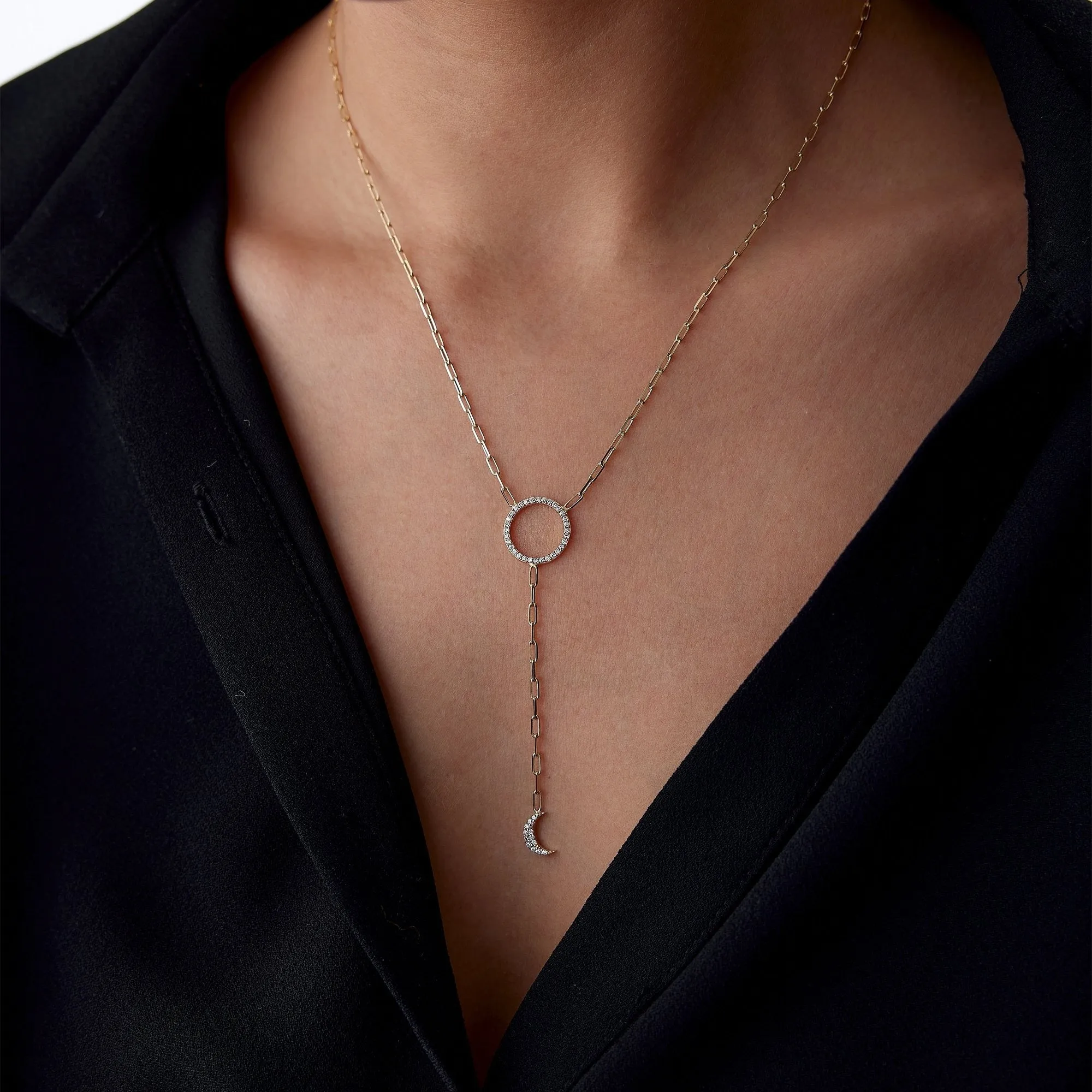 14k Gold Crescent Pendant Necklace
