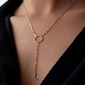 14k Gold Crescent Pendant Necklace
