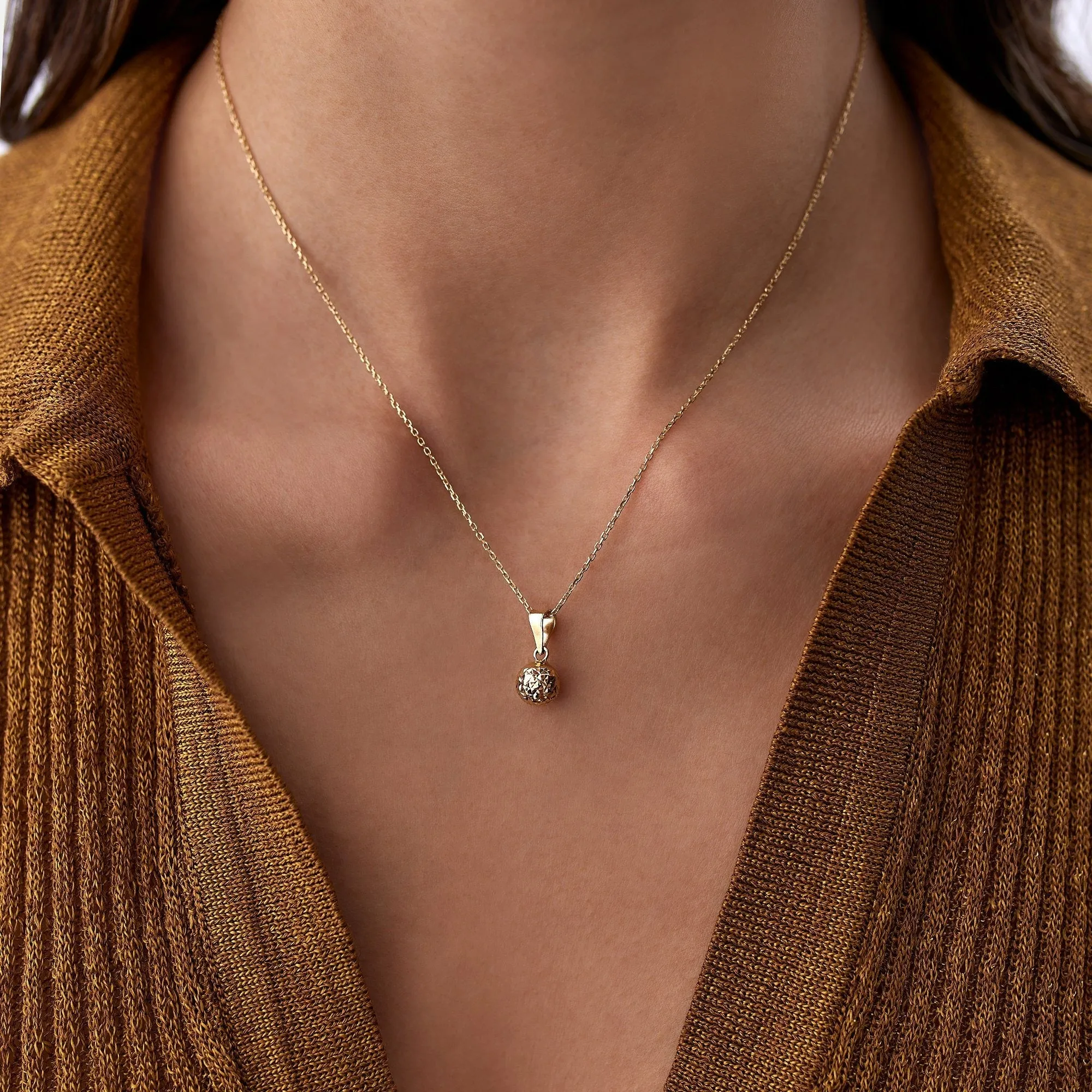 14k Gold Disco Ball Necklace