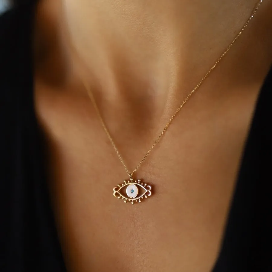 14k Gold Evil Eye Necklace