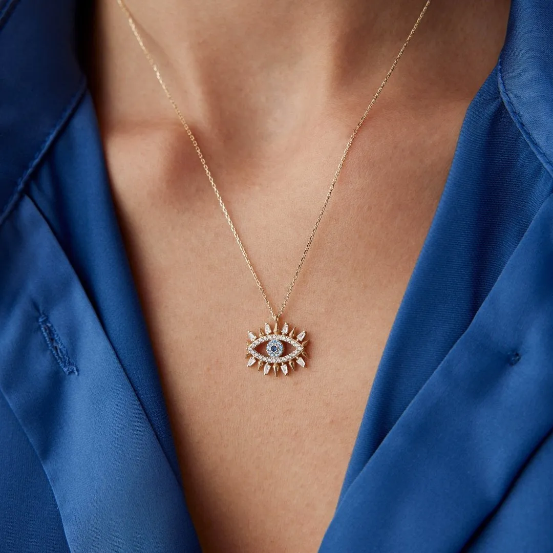 14k Gold Evil Eye Necklace