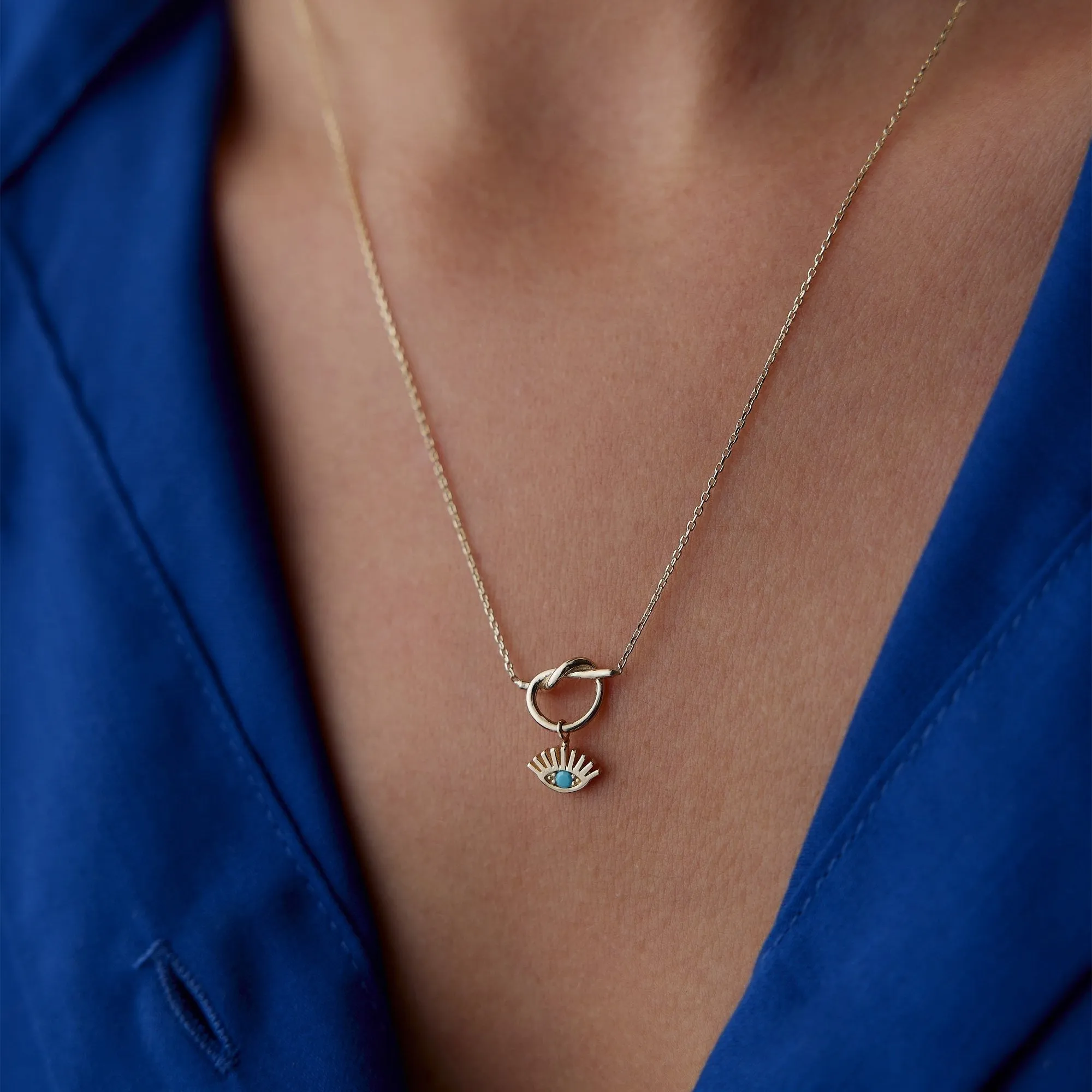 14k Gold Evil Eye Necklace