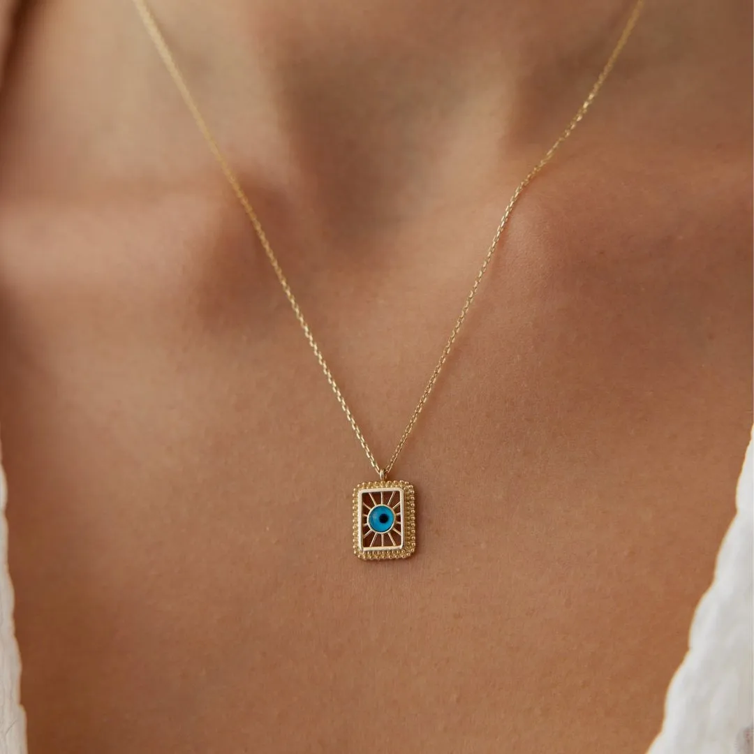 14k Gold Evil Eye Vintage Necklace
