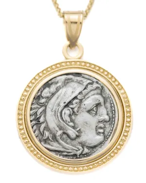 14k Gold Genuine Ancient Greek Coin Necklace (Alexander the Great; 336-323 B.C.)