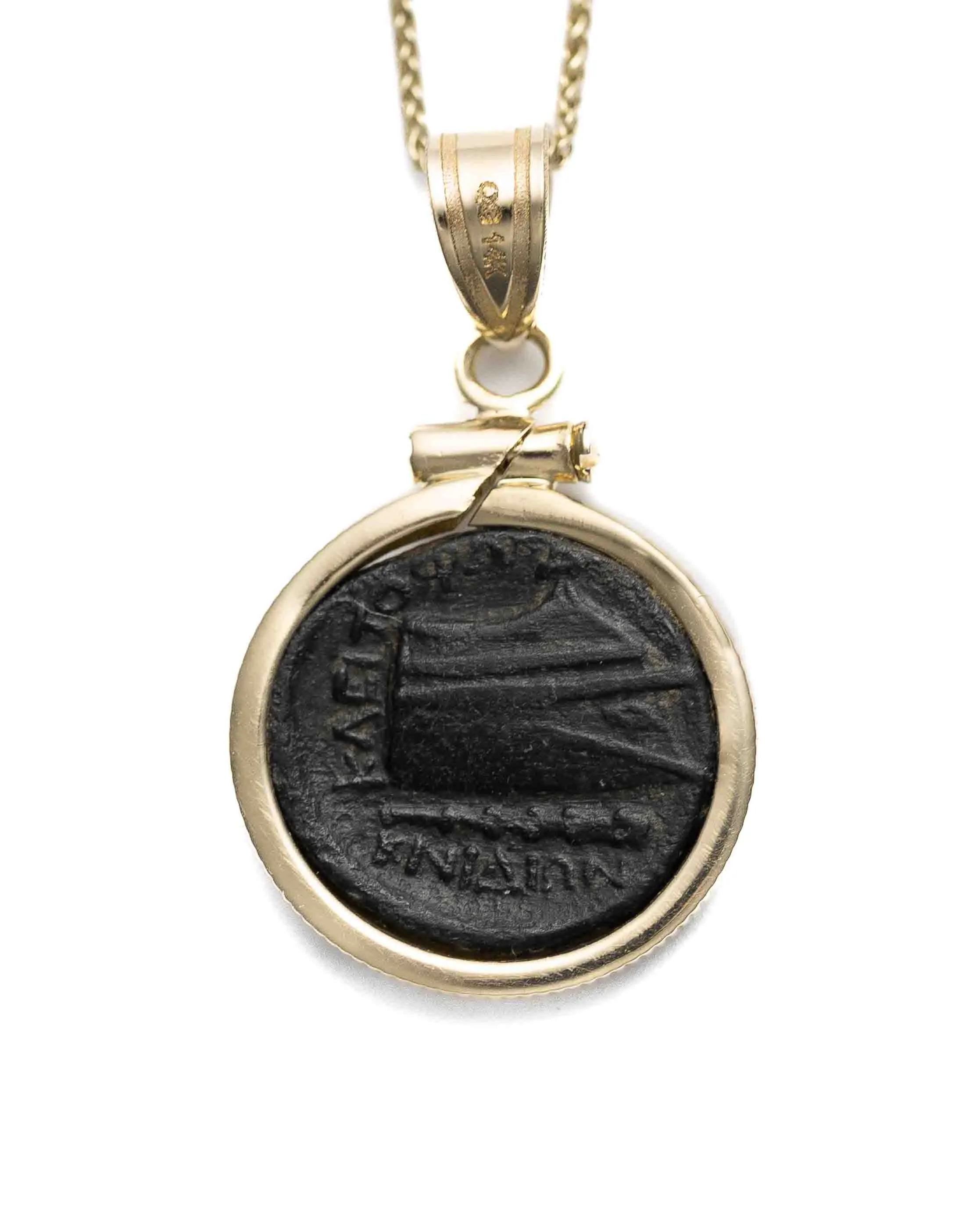 14k Gold Genuine Ancient Greek Coin Necklace (Aphrodite; 300-200 B.C.)