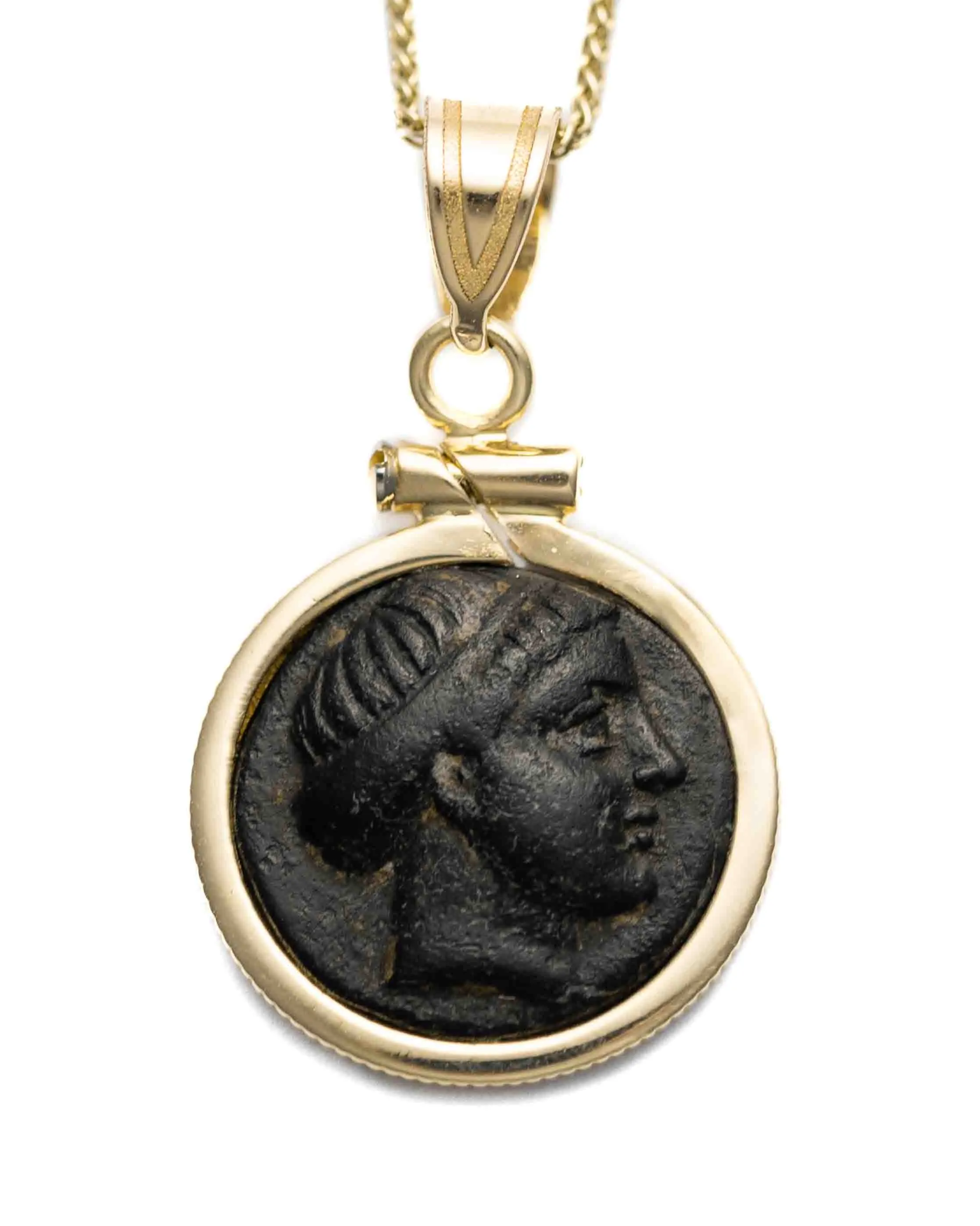 14k Gold Genuine Ancient Greek Coin Necklace (Aphrodite; 300-200 B.C.)
