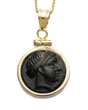 14k Gold Genuine Ancient Greek Coin Necklace (Aphrodite; 300-200 B.C.)